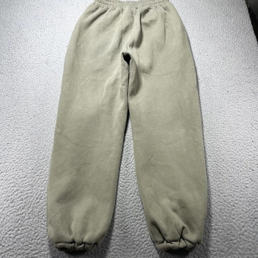 Comfrt Pants Mens Medium Green Fleece Sweatpants Elastic Waist Elastic Cuffs
